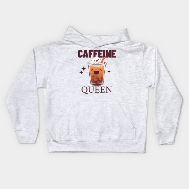 Caffeine queen coffee Kids Hoodie by easecraft